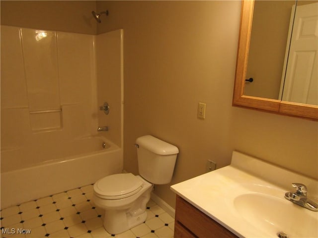 230 Bryden Rd, Weirton, WV 26062 - bathroom with washtub / shower combination, vanity, baseboards, and toilet