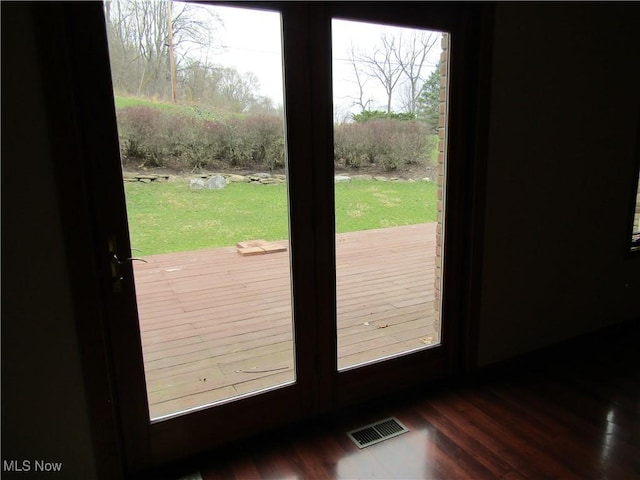 230 Bryden Rd, Weirton, WV 26062 - doorway featuring visible vents and dark wood-style flooring