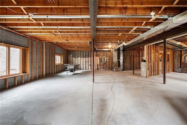 below grade area with heating unit