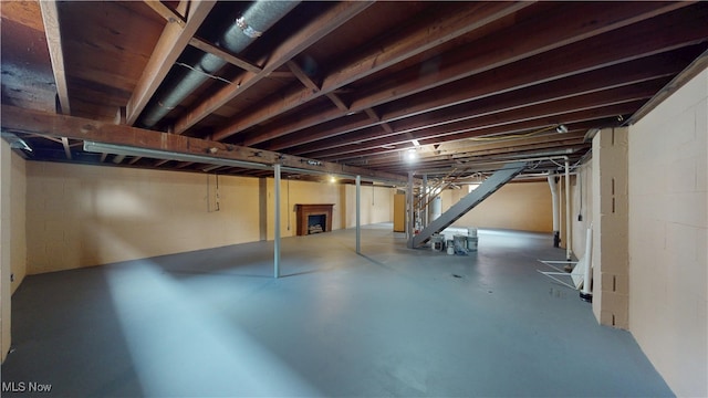 view of unfinished below grade area