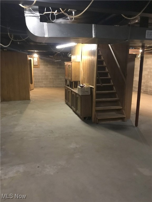 unfinished below grade area with stairway