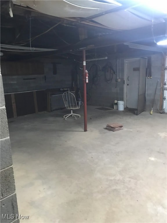 view of unfinished basement
