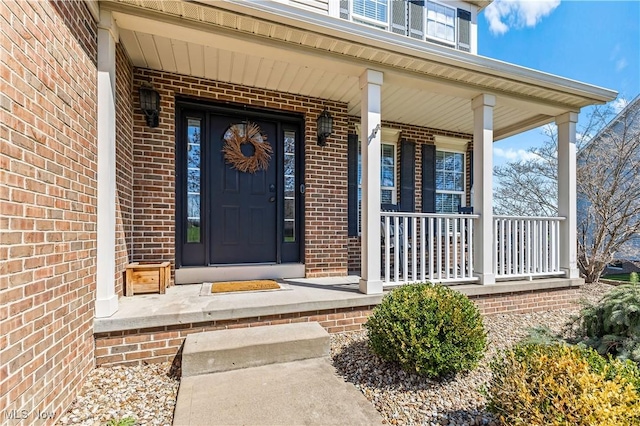 218 Canterbury Ct, Columbiana, OH 44408 - property entrance with brick siding and covered porch