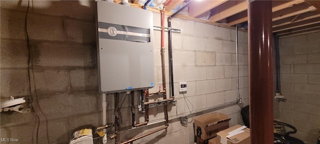 utility room featuring water heater