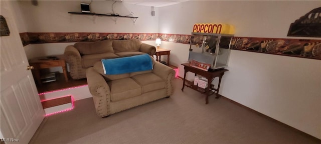 living room with carpet floors