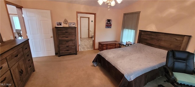 bedroom featuring light colored carpet