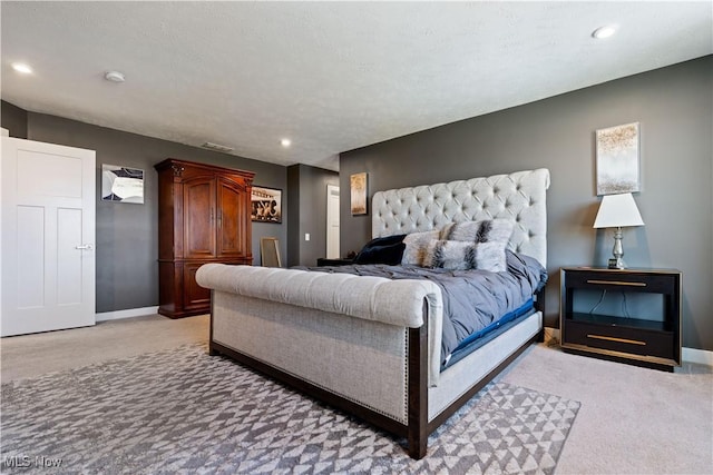 5454 Schueller Blvd, Sheffield Village, OH 44054 - bedroom with light carpet, baseboards, visible vents, and recessed lighting
