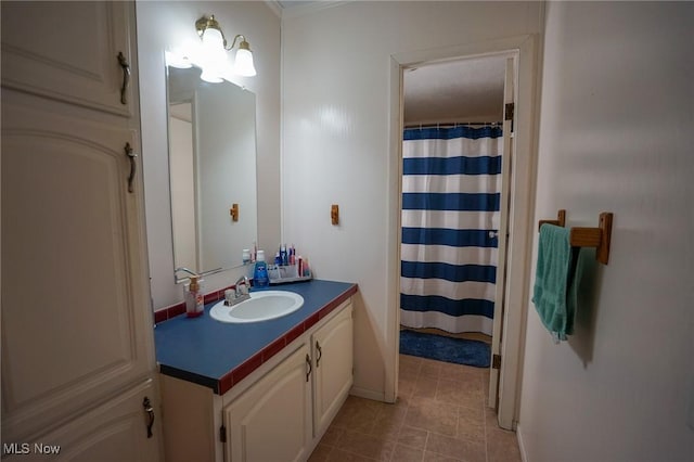8672 Ridgeview Rd, Chandlersville, OH 43727 - full bath with baseboards, a shower with curtain, and vanity