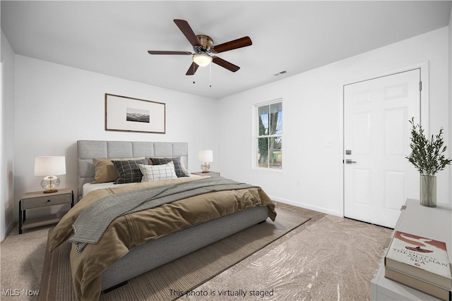 1996 E Oldgate Rd, Sandusky, OH 44870 - carpeted bedroom featuring visible vents, baseboards, and ceiling fan