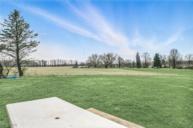 view of yard with a rural view