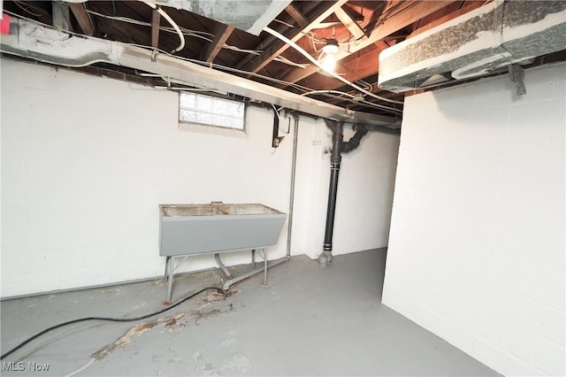 basement with a sink