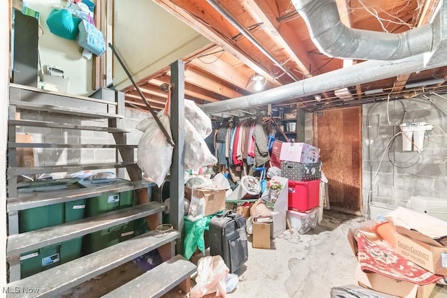 view of unfinished basement