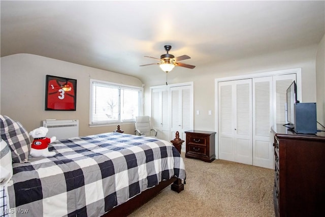 31 Morgan Ave, Ashland, OH 44805 - bedroom featuring light colored carpet, radiator, a ceiling fan, and multiple closets
