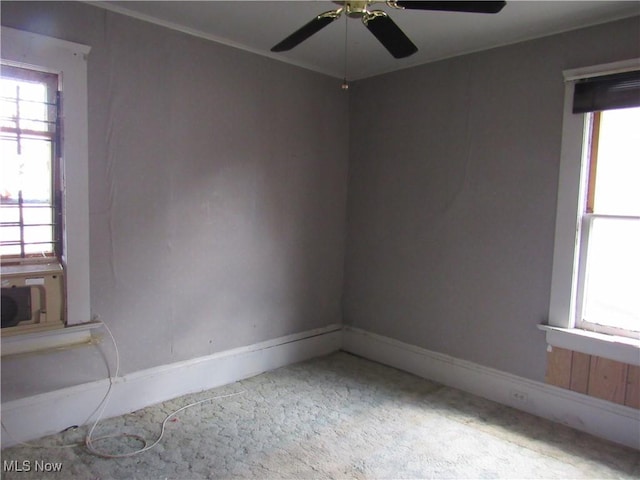 1831 Knowles St, East Cleveland, OH 44112 - carpeted spare room featuring ceiling fan, baseboards, and a healthy amount of sunlight