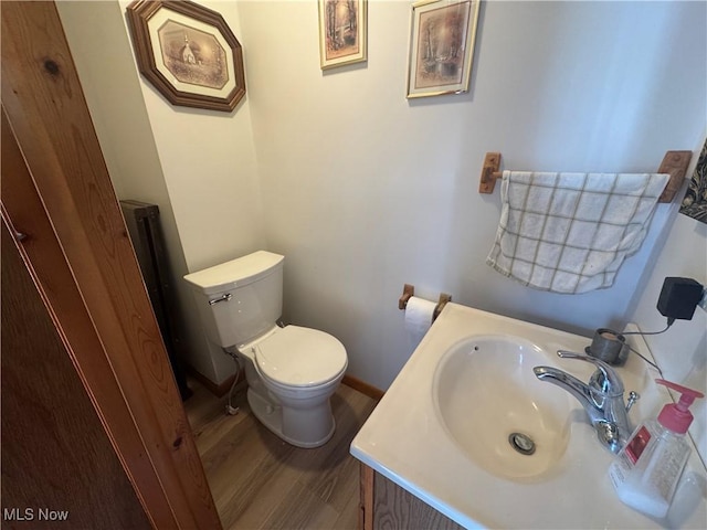 36577 State Route 7, Sardis, OH 43946 - half bath with vanity, baseboards, toilet, and wood finished floors