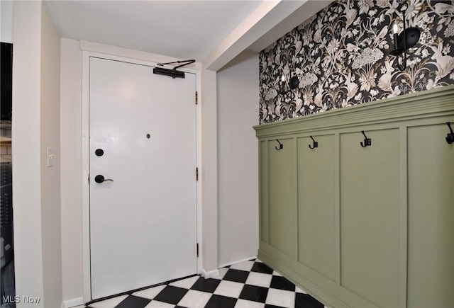 mudroom featuring tile patterned floors
