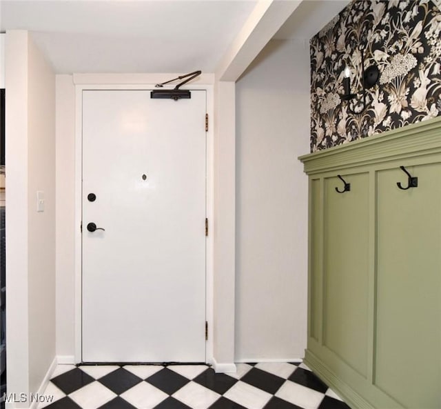 interior space featuring light floors