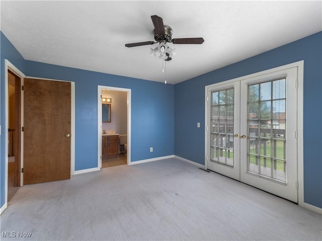 101 Keyser St, Marietta, OH 45750 - unfurnished bedroom with french doors, baseboards, access to outside, and carpet floors