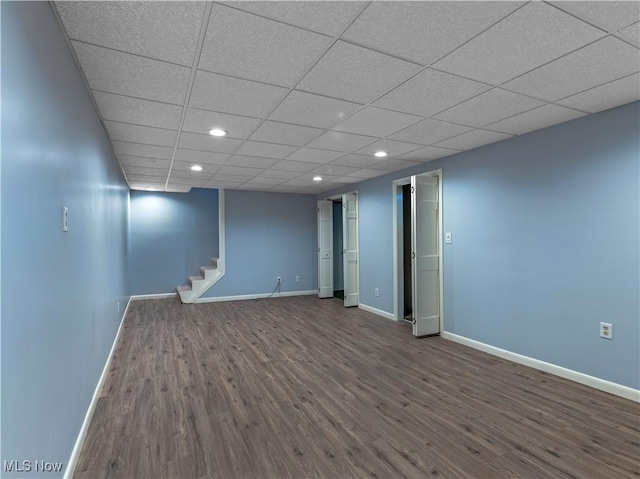 101 Keyser St, Marietta, OH 45750 - finished below grade area featuring recessed lighting, stairs, baseboards, and wood finished floors