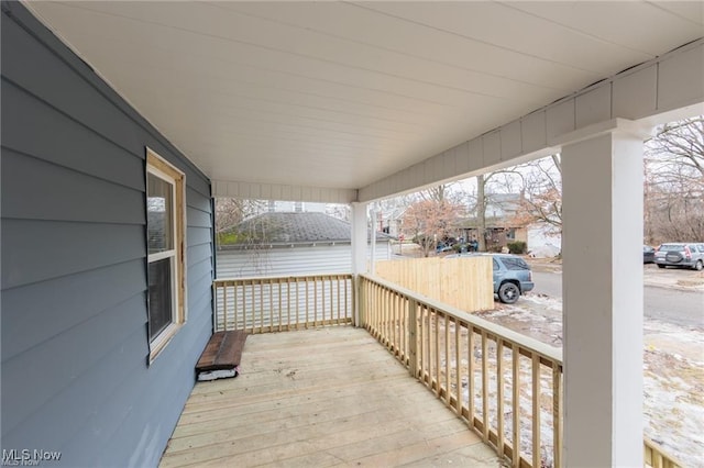 575 Fernwood Dr, Akron, OH 44320 - wooden terrace featuring covered porch