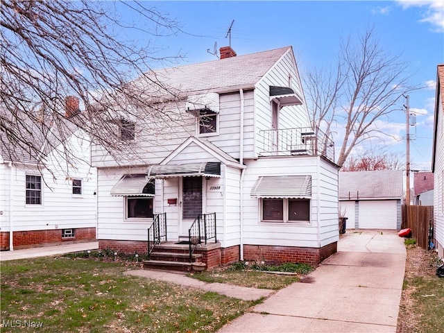 13908 Highlandview Ave, Cleveland, OH 44135 - view of front of home with fence, a chimney, and a garage