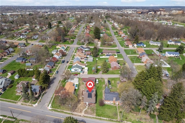 bird's eye view with a residential view