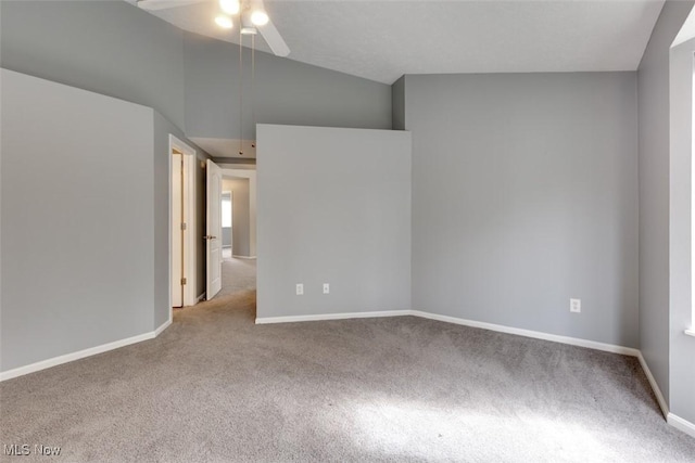 362 Village Pointe Dr, Akron, OH 44313 - carpeted spare room featuring ceiling fan, baseboards, and lofted ceiling