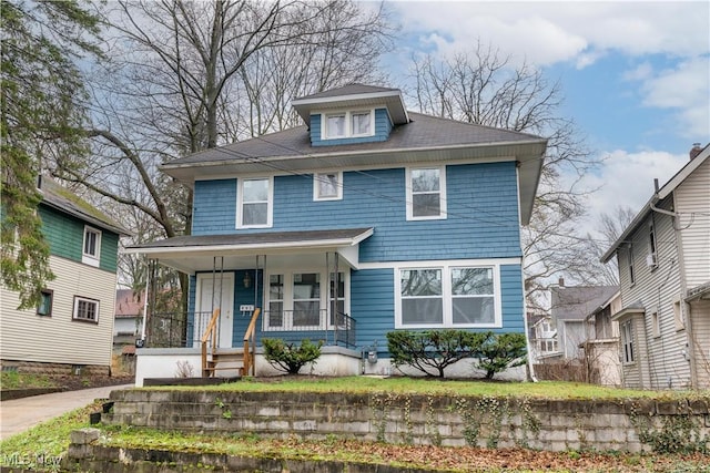 traditional style home with a porch