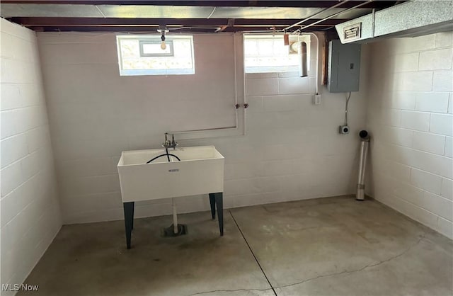 4830 Autumn Ln, Brooklyn, OH 44144 - below grade area featuring concrete block wall and electric panel