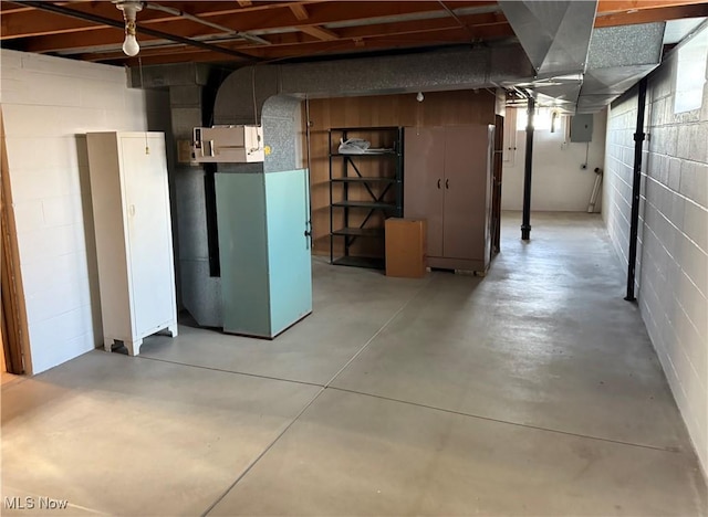 4830 Autumn Ln, Brooklyn, OH 44144 - unfinished basement with electric panel and concrete block wall