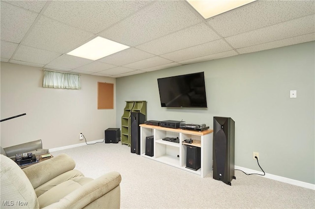 4339 Sierra Dr, Copley, OH 44321 - carpeted living room with baseboards and a paneled ceiling
