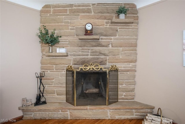 3035 Hamilton Rd, Medina, OH 44256 - room details with wood finished floors and a fireplace