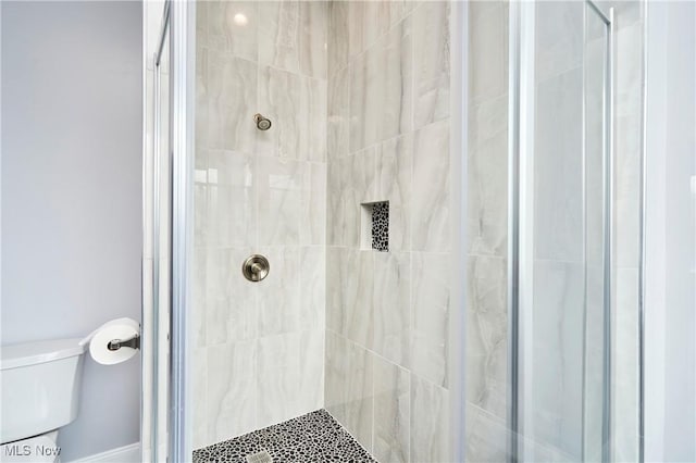 810 Point Dr, Akron, OH 44319 - full bathroom featuring toilet and a shower stall
