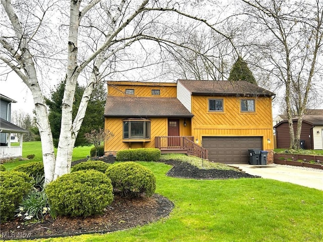 7366 Cromwell Dr, Solon, OH 44139 - tri-level home with an attached garage, a shingled roof, concrete driveway, and a front yard