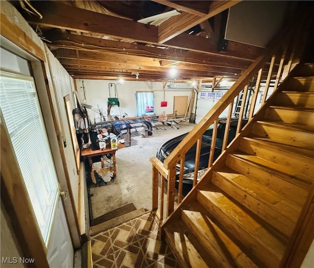 below grade area featuring stairway
