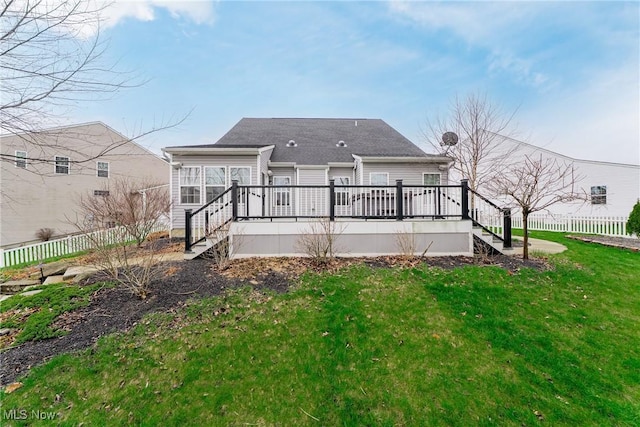 4643 Pebble Creek Ct, Peninsula, OH 44264 - rear view of house with stairs, a wooden deck, and roof with shingles