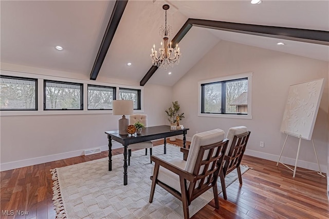 20601 Shelburne Rd, Shaker Heights, OH 44122 - office space with a chandelier, wood finished floors, and recessed lighting
