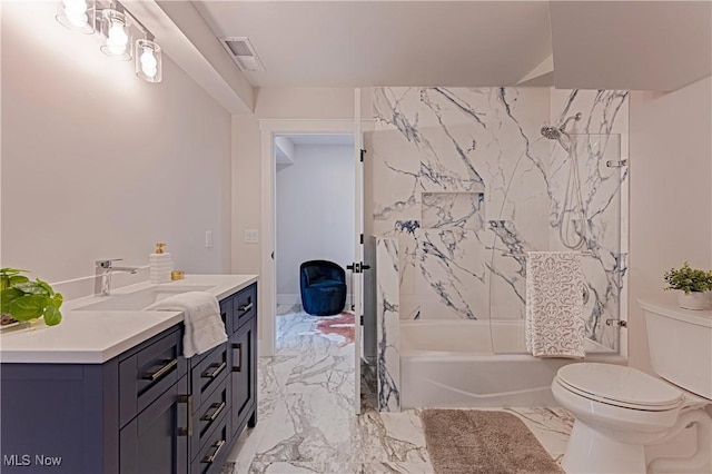 20601 Shelburne Rd, Shaker Heights, OH 44122 - bathroom with marble tiled flooring, vanity, and tub / shower combination