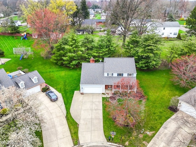drone / aerial view with a residential view