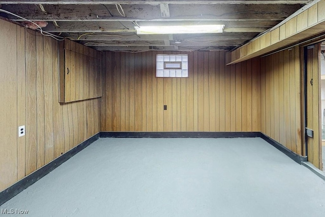 basement with wooden walls