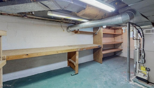 unfinished below grade area with heating unit