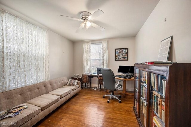 2691 Rocklyn Rd, Shaker Heights, OH 44122 - office with wood finished floors and ceiling fan