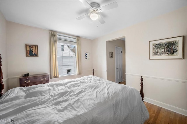 2691 Rocklyn Rd, Shaker Heights, OH 44122 - bedroom featuring baseboards, ceiling fan, and wood finished floors
