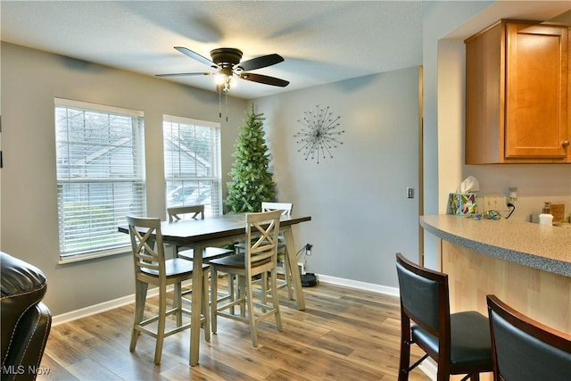 345 S Linden Ct, Warren, OH 44484 - dining room with ceiling fan, light wood finished floors, and baseboards