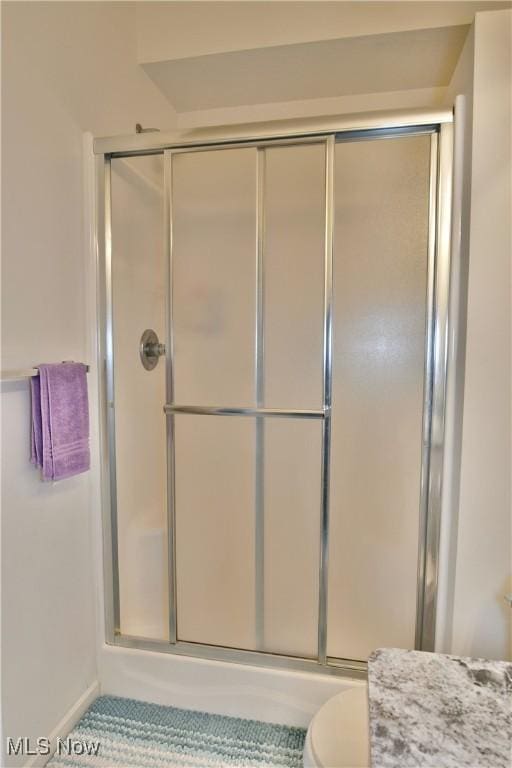 345 S Linden Ct, Warren, OH 44484 - bathroom with a shower with shower door and toilet