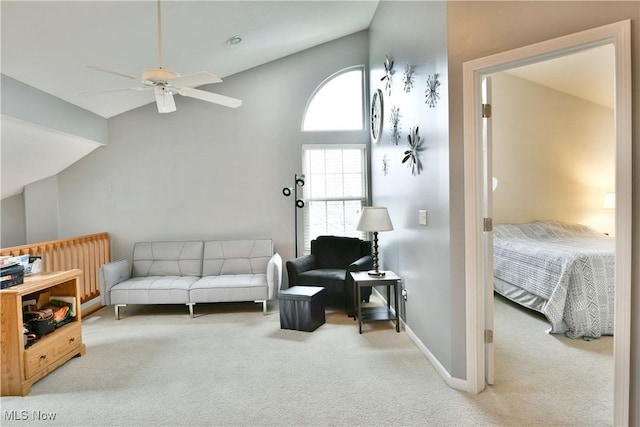 345 S Linden Ct, Warren, OH 44484 - carpeted living area with baseboards and a ceiling fan