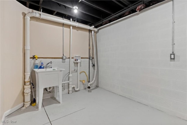 view of unfinished basement