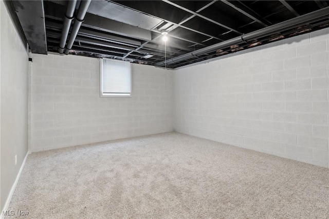 below grade area featuring carpet