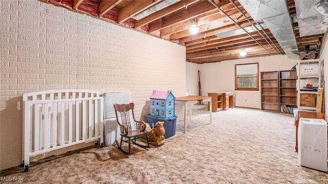 below grade area with carpet