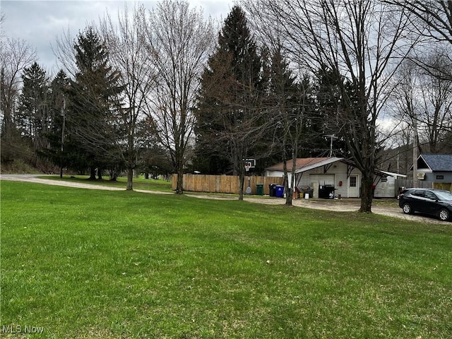 view of yard featuring fence